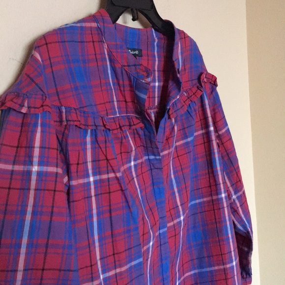 Madewell plaid shirred button-down top - Picture 5 of 6